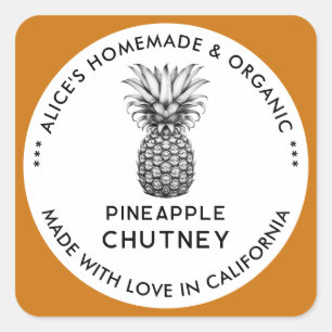 Pineapple chutney label in black and white