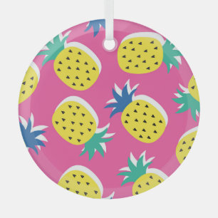 Pineapple Crazy Colours: Childish Pop-Art. Glass Ornament