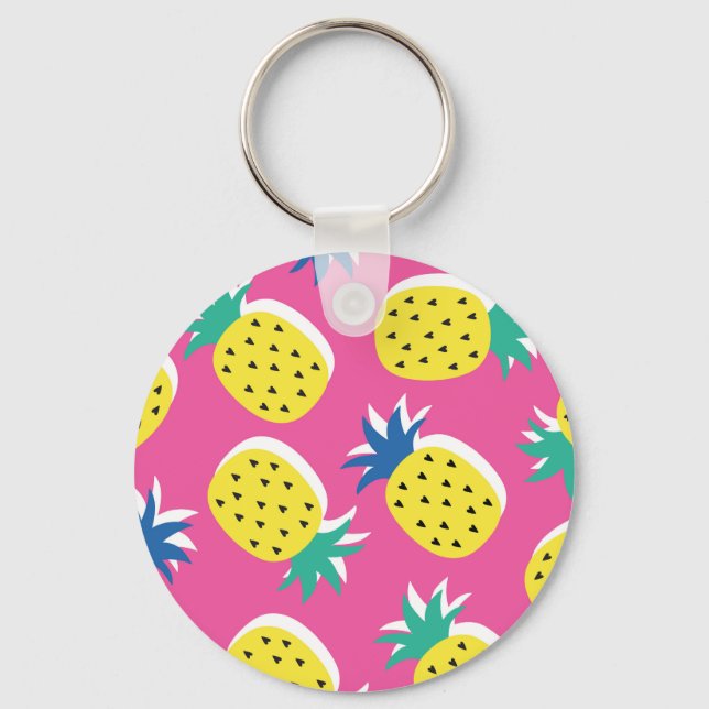 Pineapple Crazy Colours: Childish Pop-Art. Keychain (Front)