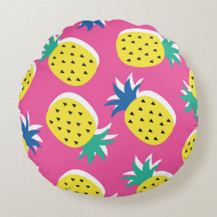 Pineapple Crazy Colours: Childish Pop-Art. Round Pillow