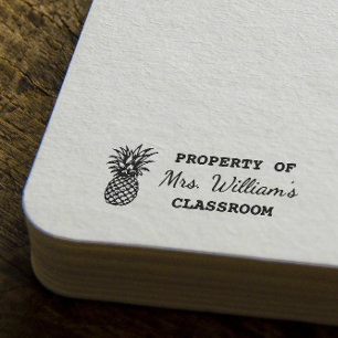 Pineapple - Custom Teacher Name Book Classroom Rubber Stamp