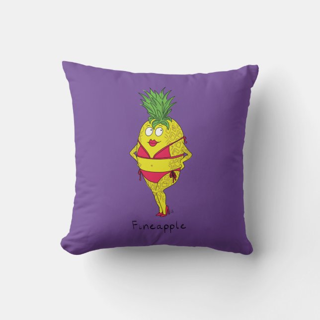 Pineapple Cute Girl Bikini Funny Throw Pillow (Front)