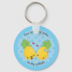 Pineapple cute kawaii cartoon valentine's day  keychain