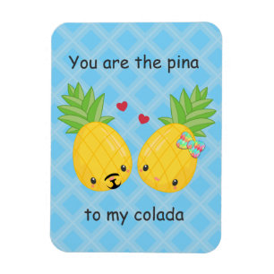 Pineapple cute kawaii cartoon valentine's day  magnet