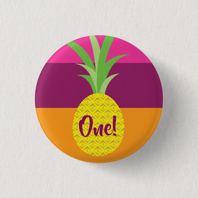 Pineapple Cute Kid's Birthday Party Summer 1 Inch Round Button (Front)