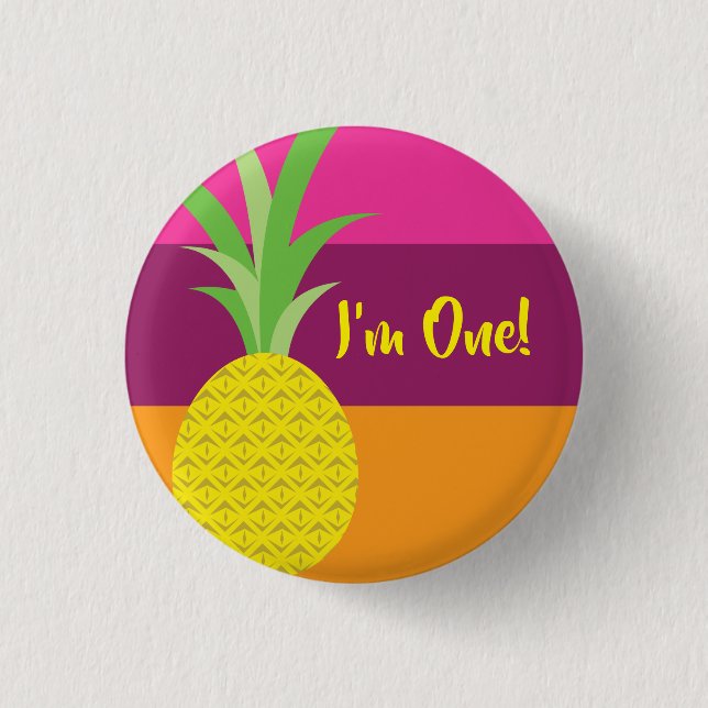 Pineapple Cute Kid's Birthday Party Summer 1 Inch Round Button (Front)