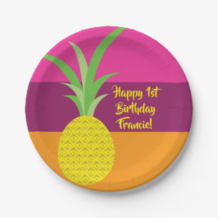 Pineapple Cute Kid's Birthday Party Summer Paper Plate