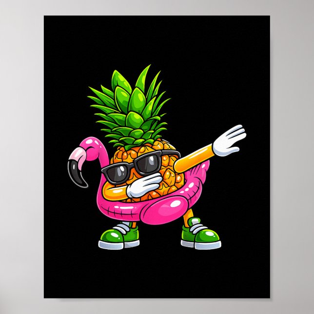 Pineapple Dabbing Flamingo Aloha Hawaii Tropical V Poster (Front)