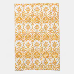 Pineapple Damask Orange Kitchen Towel