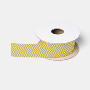 Pineapple, Dark Grey Large Chevron ZigZag Pattern Satin Ribbon