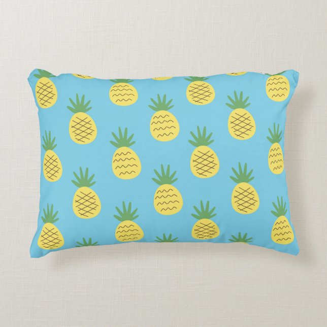 Pineapple Delight: Tropical Fruit Print Accent Pillow (Front)