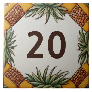 Pineapple Desert Plant House Number Sign Plaque Tile