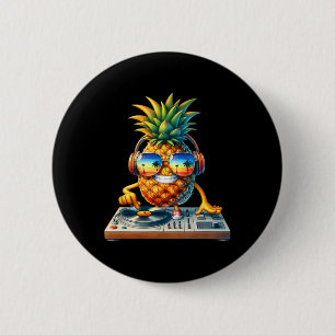 Pineapple Dj Tropical Beats Aloha Beaches Hawaii H 2 Inch Round Button