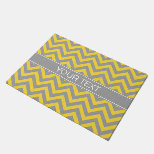 Pineapple Dk Grey LG Chevron Dk Grey Name Monogram Doormat