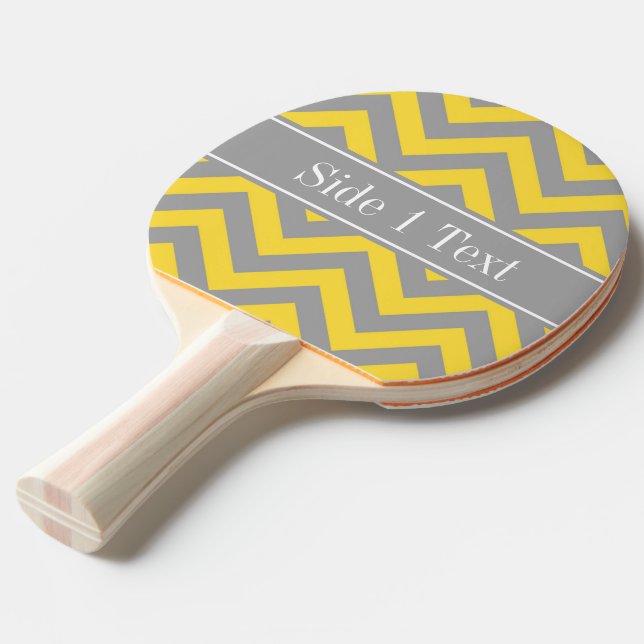 Pineapple Dk Grey LG Chevron Dk Grey Name Monogram Ping Pong Paddle (Front Angle)