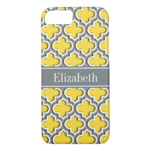 Pineapple Dk Grey Moroccan #5DS Char Name Monogram iPhone 8/7 Case