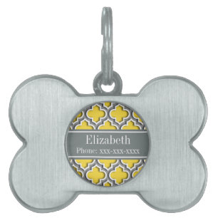 Pineapple Dk Grey Moroccan #5DS Char Name Monogram Pet ID Tag