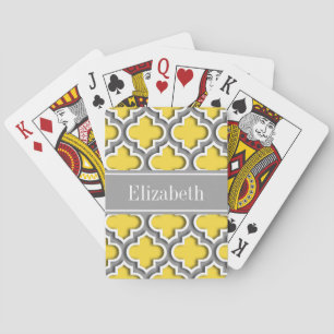 Pineapple Dk Grey Moroccan #5DS Char Name Monogram Playing Cards
