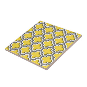 Pineapple Dk Grey White Moroccan Quatrefoil #5DS Tile