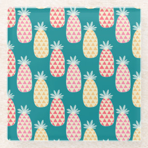 Pineapple Doodle Pattern 2 Glass Coaster