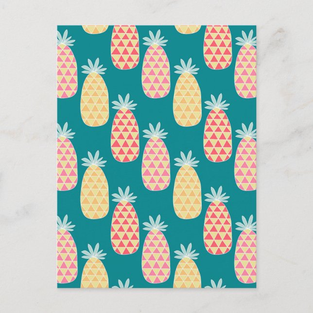 Pineapple Doodle Pattern 2 Postcard (Front)