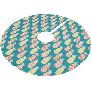 Pineapple Doodle Pattern Brushed Polyester Tree Skirt