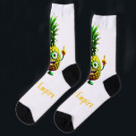 Pineapple Empire - Pine O Socks<br><div class="desc">Meet Pine-O — The Heart of the Empire Say hello to Pine-O, the one, the only, the original crown-wearing pineapple who's more than just a mascot—he is the Pineapple Empire. With his charming wink, proud leafy crown, and unmistakable confidence, Pine-O stands tall as the fruity flagbearer of bold vibes, bright...</div>