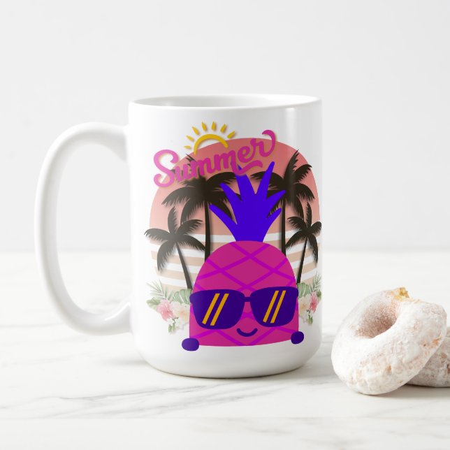 Pineapple Enjoying the Summer Coffee Mug (With Donut)