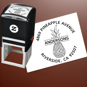 Pineapple Family Round Return Address Stamp