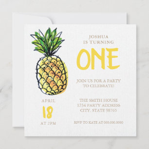 Pineapple First Birthday Party Invitation