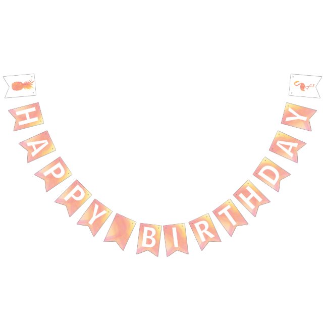 Pineapple & Flamingo Happy Birthday Party Bunting Flags (All)