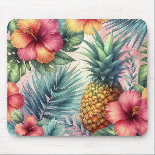 Pineapple & Flowers Pattern Mouse Pad