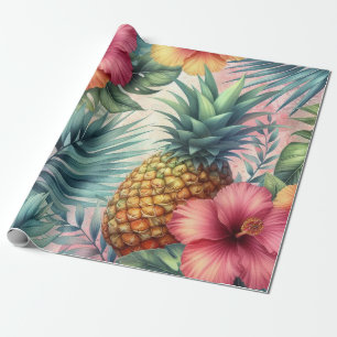 Pineapple & Flowers Pattern Wrapping Paper
