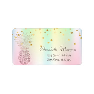 Pineapple Foil Confetti Holographic Iridescent Label