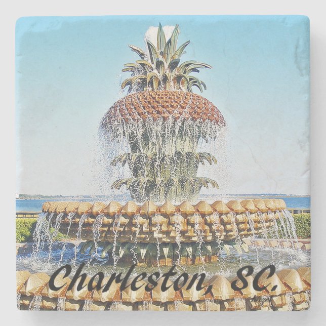 Pineapple Fountain, Charleston,Marble Coaster (Front)