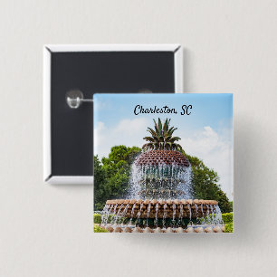 Pineapple Fountain in Charleston, SC 2 Inch Square Button