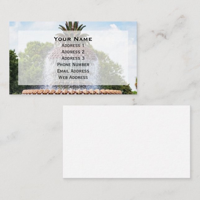 Pineapple Fountain in Charleston, SC Business Card (Front/Back)