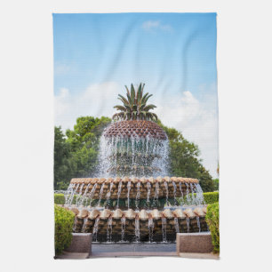Pineapple Fountain in Charleston, SC Kitchen Towel