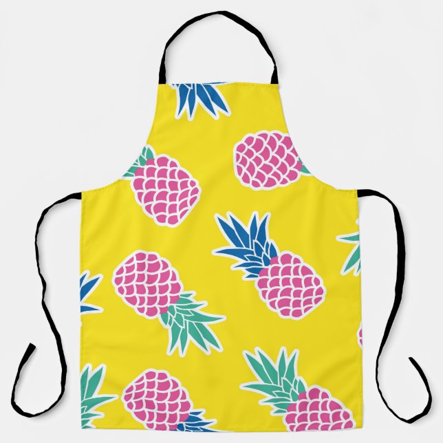 Pineapple Frenzy: Bright Cartoon Vintage. Apron (Front)