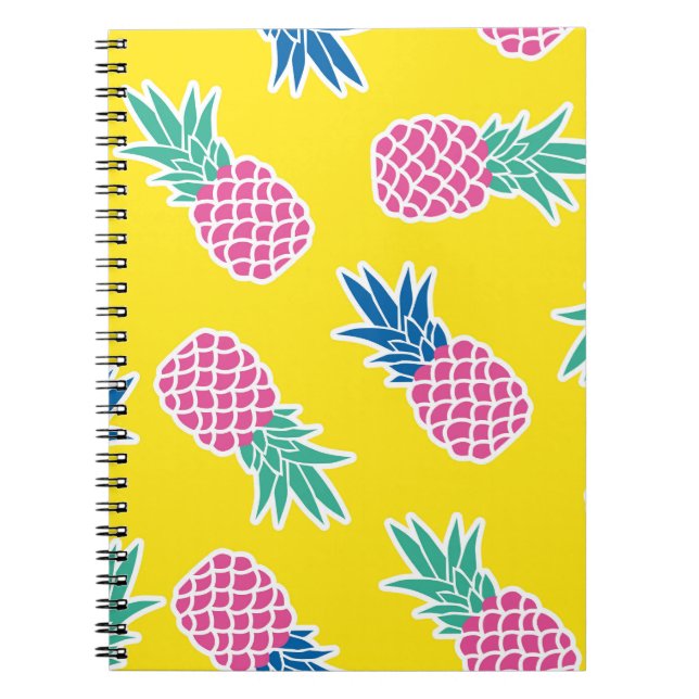 Pineapple Frenzy: Bright Cartoon Vintage. Notebook (Front)