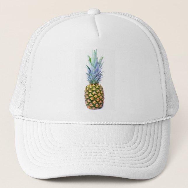 Pineapple Fruit Beach Dessert Colourful Tropical Trucker Hat (Front)