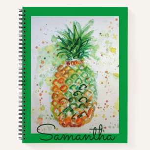Pineapple Fruit Food Tropical Girls Orange Lime Notebook