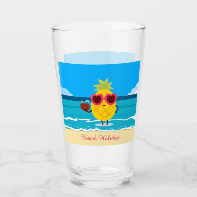 Pineapple fruit on Beach Holiday Cute Colourful Glass (Front)