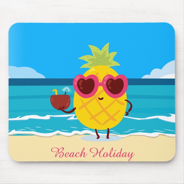 Pineapple fruit on Beach Holiday Cute Colourful Mouse Pad (Front)