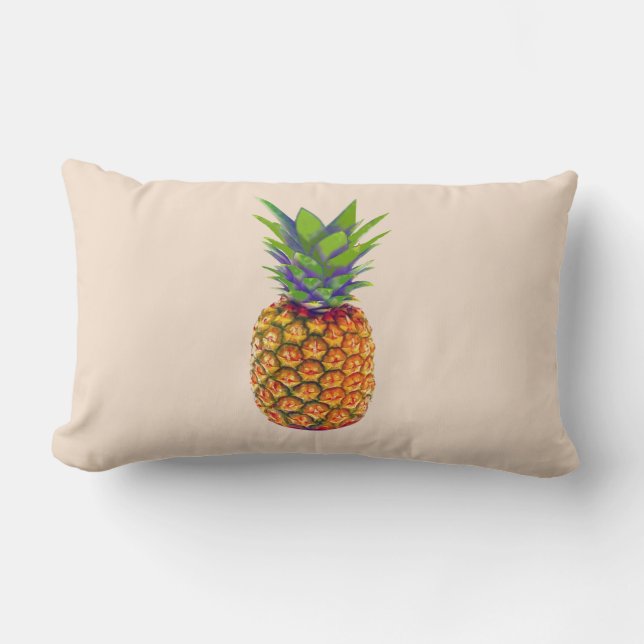 Pineapple Fruit on Light Beige Lumbar Pillow (Front)