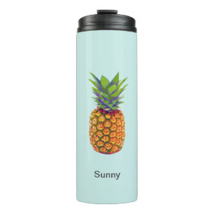 Pineapple Fruit on Light Blue Thermal Tumbler