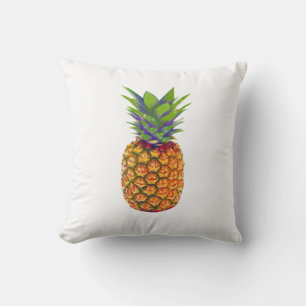 Pineapple Fruit on White Throw Pillow