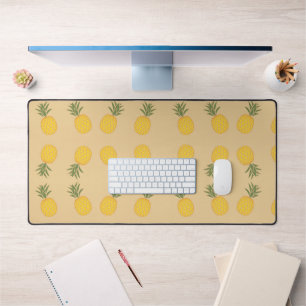Pineapple fruit pattern on brown desk mat