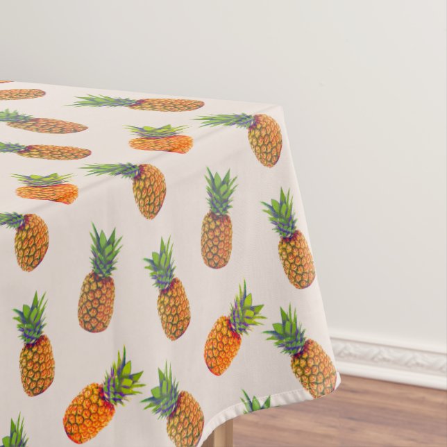 Pineapple Fruits on Light Beige Tablecloth (In Situ)