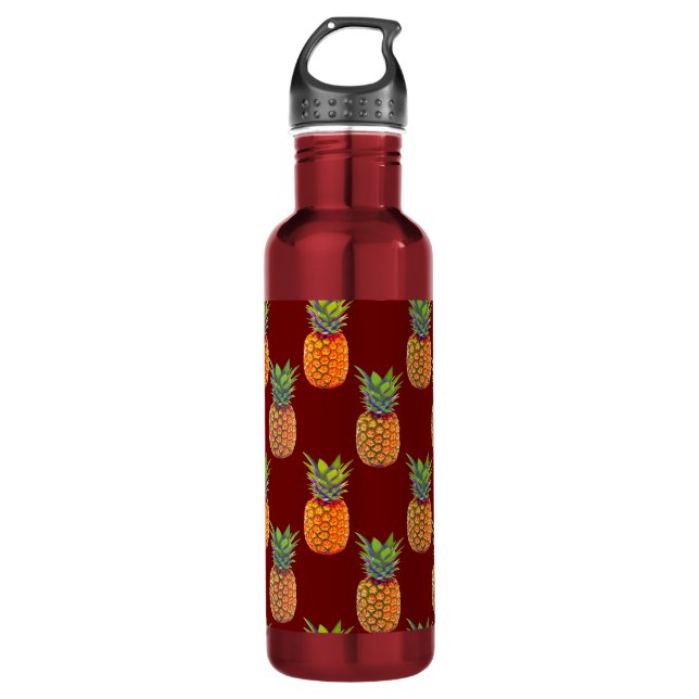 Pineapple Fruits on Red 710 Ml Water Bottle (Front)